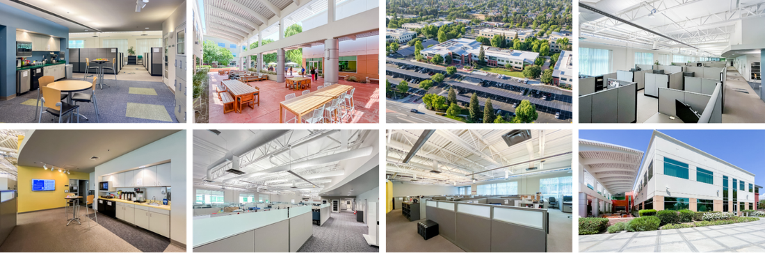 Photo collage of CSV's new corporate office located at 9525 Camino Media, Bakersfield, CA. Image reflects photos of interior and exterior spaces.